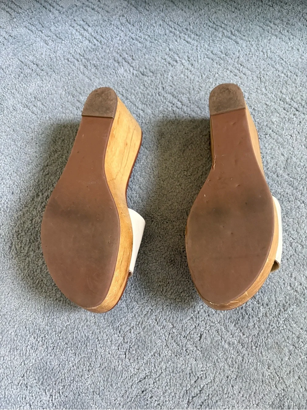 Tory Burch Cream Leather Slide Mules with Signature Logo